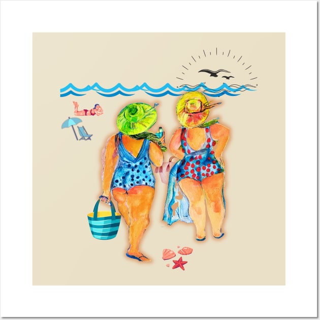 Two fat bottom girls on the beach Wall Art by LuluCybril